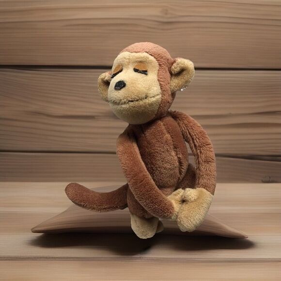 R Dakin Hugging Monkey Vintage Plush 1975 Toy Stuffed Animal Brown Hook & Loop - Picture 1 of 11